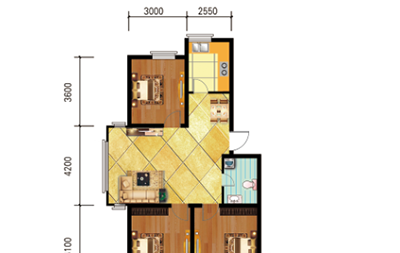 三室兩廳一衛(wèi)建筑面積92～97㎡